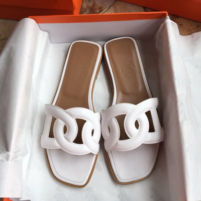 Hermes 2019 Ladies Leather Slipper - 에르메스 2019 여성용 레더 슬리퍼 HERS0048,Size(225 - 250).화이트