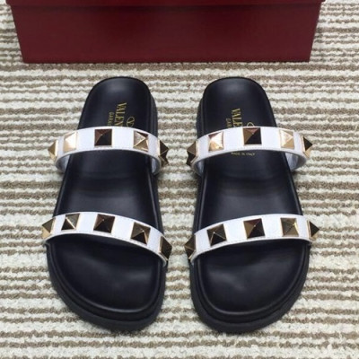 Valentino 2019 Ladies Leather Slipper - 발렌티노 2019 여성용 레더 슬리퍼,VTS0033,Size (225 - 250),블랙+화이트