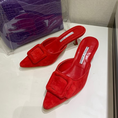 Monolo Blahnik 2019 Ladies Suede Middle Heel Slipper - 마놀로 블라닉 2019 여성용 스웨이드 미들힐 슬리퍼,MONS0019.Size(225 - 250),레드