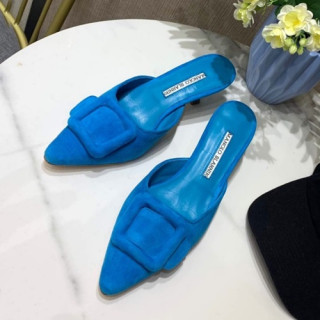 Monolo Blahnik 2019 Ladies Suede Middle Heel Slipper - 마놀로 블라닉 2019 여성용 스웨이드 미들힐 슬리퍼,MONS0020.Size(225 - 250),블루