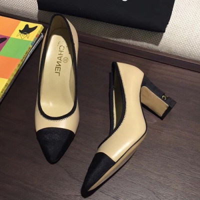 Chanel 2019 Ladies Leather Pumps High Heel - 샤넬 2019 여성용 레더 펌프스 하이힐,CHAS0166,Size(225 - 245).베이지