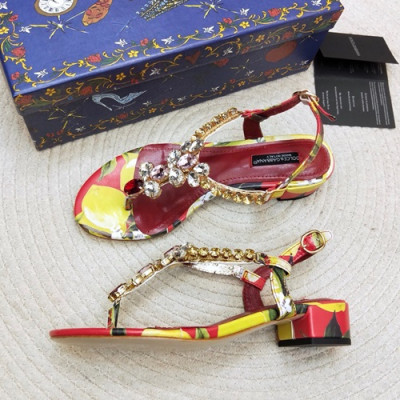 Dolce&Gabbana  2019 Ladies Leather Sandal - 돌체앤가바나 2019 여성용 레더 샌들, DGS0013.Size(225 -  260).옐로우+다크레드