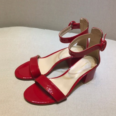 Gianvito Rossi 2019 Ladies Leather Middle Heel Sandal - 지안비토 로시 2019 여성용 레더 미들힐 샌들 GRS0017.Size(225 - 245).레드