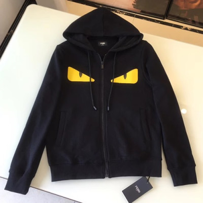 Fendi  2019 Mm/Wm Logo Wolf Cotton Hood Tee - 펜디 남자 로고 울프 코튼 후드티 FENHT0049.Size(S -2XL).블랙