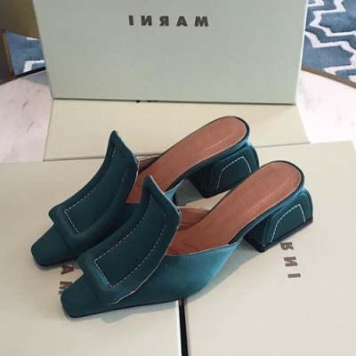 Marni 2019 Ladies Silk Middle Heel Slipper - 마르니 2019 여성용 실크 미들힐 슬리퍼 MARS0002.Size(225 - 245).블루