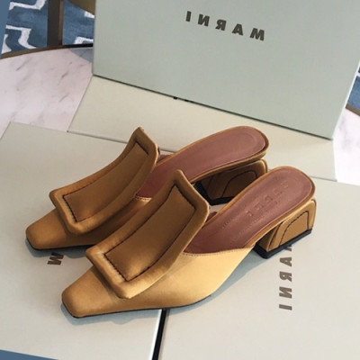 Marni 2019 Ladies Silk Middle Heel Slipper - 마르니 2019 여성용 실크 미들힐 슬리퍼 MARS0003.Size(225 - 245).옐로우골드