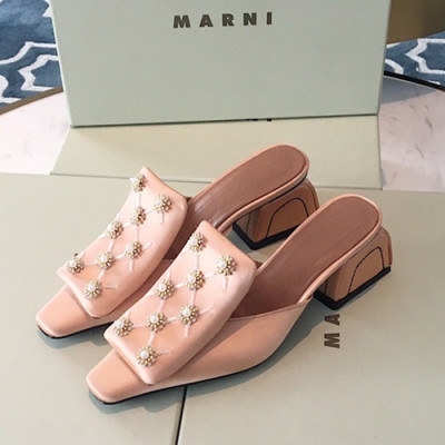 Marni 2019 Ladies Silk Middle Heel Slipper - 마르니 2019 여성용 실크 미들힐 슬리퍼 MARS0007.Size(225 - 245).핑크
