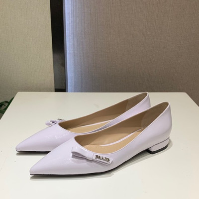 Prada 2019 Ladies Leather Flat Shoes - 프라다 2019 여성용 레더 플랫슈즈 PRAS0027.Size(225 - 245).화이트