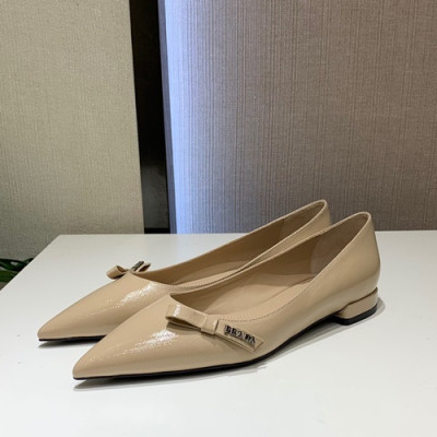 Prada 2019 Ladies Leather Flat Shoes - 프라다 2019 여성용 레더 플랫슈즈 PRAS0028.Size(225 - 245).베이지