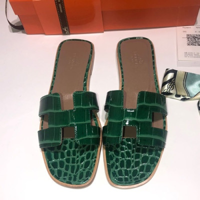 Hermes 2019 Ladies Oasis Leather Slipper - 에르메스 2019 여성용 오아시스 레더 슬리퍼 HERS0054,Size(225 - 245).그린