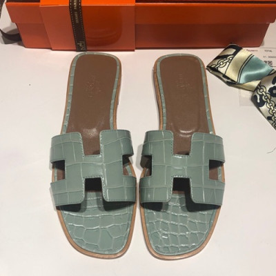 Hermes 2019 Ladies Oasis Leather Slipper - 에르메스 2019 여성용 오아시스 레더 슬리퍼 HERS0057,Size(225 - 245).연그레이