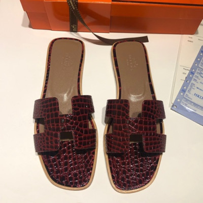 Hermes 2019 Ladies Oasis Leather Slipper - 에르메스 2019 여성용 오아시스 레더 슬리퍼 HERS0061,Size(225 - 245).레드브라운