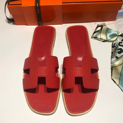 Hermes 2019 Ladies Oasis Leather Slipper - 에르메스 2019 여성용 오아시스 레더 슬리퍼 HERS0063,Size(225 - 245).레드