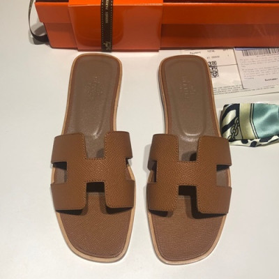 Hermes 2019 Ladies Oasis Leather Slipper - 에르메스 2019 여성용 오아시스 레더 슬리퍼 HERS0065,Size(225 - 245).브라운