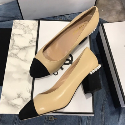 Chanel 2019 Ladies Pumps Middle Heel - 샤넬 2019 여성용 펌프스 미들힐,CHAS0191Size(225 - 245).베이지