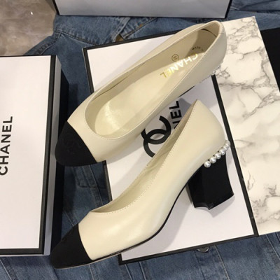 Chanel 2019 Ladies Pumps Middle Heel - 샤넬 2019 여성용 펌프스 미들힐,CHAS0192,Size(225 - 245).화이트