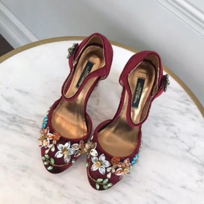 Dolce&Gabbana  2019 Ladies Velvet High Heel Slingback - 돌체앤가바나 2019 여성용 벨벳 하이힐 슬링백, DGS0015.Size(220 -  255).레드