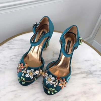 Dolce&Gabbana  2019 Ladies Velvet High Heel Slingback - 돌체앤가바나 2019 여성용 벨벳 하이힐 슬링백, DGS0019.Size(220 -  255).블루