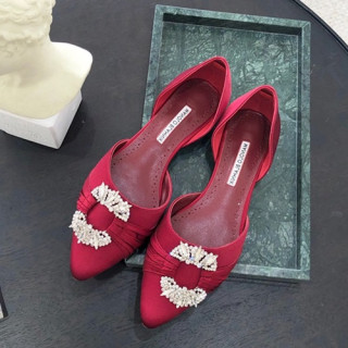 Monolo Blahnik 2019 Ladies Silk Flat Shoes - 마놀로 블라닉 2019 여성용 실크 플랫 슈즈,MONS0032.Size(220 - 250).레드