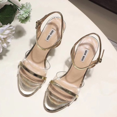 Miumiu 2019 Ladies High Heel Sandal - 미우미우 2019 여성용 하이힐 샌들 MIUS0039.Size(220 - 250).옐로우골드