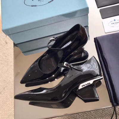 Prada 2019 Ladies Leather Middle Heel - 프라다 2019 여성용 레더 미들힐,PRAS0037.Size(225 - 245).블랙