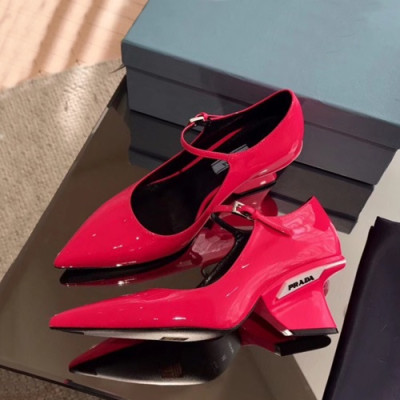 Prada 2019 Ladies Leather Middle Heel - 프라다 2019 여성용 레더 미들힐,PRAS0039.Size(225 - 245),핑크