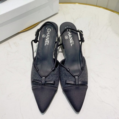 Chanel 2019 Ladies Leather Middle Heel Sling Back - 샤넬 2019 여성용 레더 미들힐 슬링백 CHAS0202.Size(225 - 250).차콜