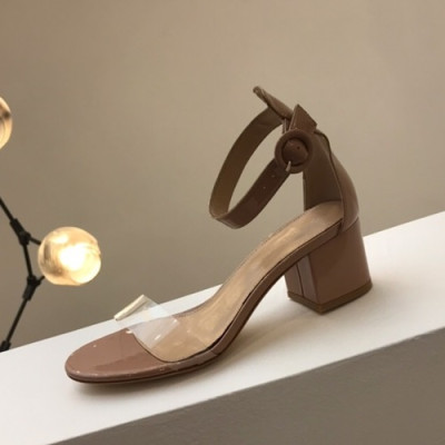 Gianvito Rossi 2019 Ladies Leather Middle Heel Sandal - 지안비토 로시 2019 여성용 레더 미들힐 샌들 GRS0021.Size(225 - 245).누드