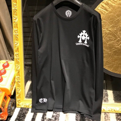 Chrome Hearts 2019 Mm/Wm Logo Cotton T Shirt  - 크롬하츠 2019 남자 로고 울프 코튼 긴팔티셔츠 CHRTS0017.Size(M-3XL).블랙