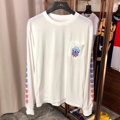 Chrome Hearts 2019 Mm/Wm Logo Cotton T Shirt  - 크롬하츠 2019 남자 로고 울프 코튼 긴팔티셔츠 CHRTS0018.Size(M-2XL).블랙/화이트