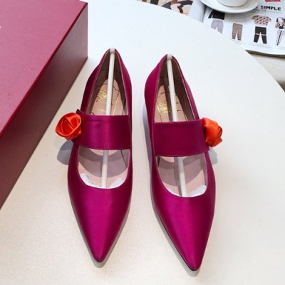 Roger Vivier 2019 Ladies Silk&Leather Flat Shoes - 로저비비에 2019 여성용 실크&레더 플랫슈즈 RVS0057.Size(220 - 250),핫핑크