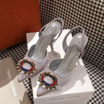 Monolo Blahnik 2019 Ladies High Heel Slingback - 마놀로 블라닉 2019 여성용 실크 하이힐 슬링백,MONS0037.Size(220- 250).그레이