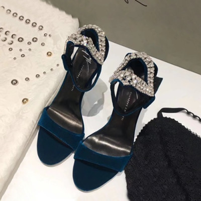 Giuseppe Zanoti 2019 Ladies Velvet High Heel Sandal - 쥬세페자노티 2019 여성용 벨벳 하이힐 샌들,GZS0006.Size(220 - 250).블루