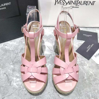 Saint Laurent 2019 Ladies Wedge High Heel Sandal - 입생로랑 2019 여성용 웨지 하이힐 샌들,SLS0034.Size(220 - 245).핑크