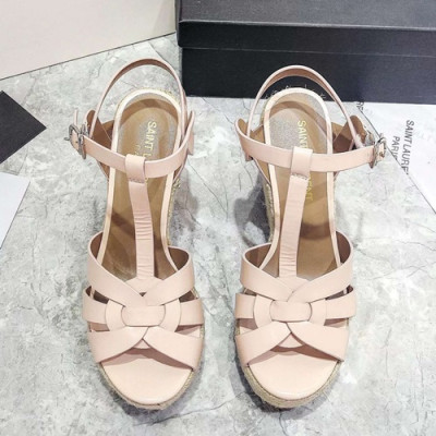 Saint Laurent 2019 Ladies Wedge High Heel Sandal - 입생로랑 2019 여성용 웨지 하이힐 샌들,SLS0040.Size(220 - 245).베이지핑크