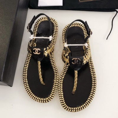 Chanel 2019 Ladies Leather Sandal - 샤넬 2019 여성용 레더 샌들 CHAS0211.Size(225 - 250).블랙