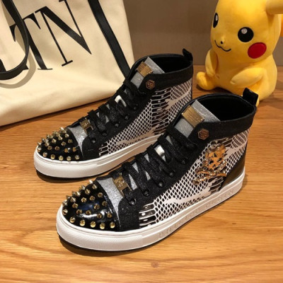 Philipp plein 2019 Mens Leather Sneakers  - 필립플레인 2019 남성용 레더 스니커즈 PPS0004,Size(240 - 270).화이트+블랙