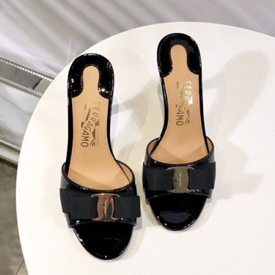Salvatore Ferragamo 2019 Ladies Middle Heel Slipper - 페라가모 2019 여성용 미들힐 슬리퍼 FGMS0017.Size(225 - 245).블랙