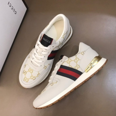 Gucci 2019 Mens Leather Sneakers - 구찌 2019 남성용 레더 스니커즈 GUCS0155,Size(240 - 270).아이보리