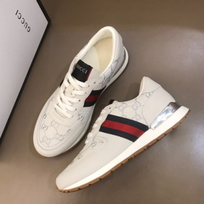 Gucci 2019 Mens Leather Sneakers - 구찌 2019 남성용 레더 스니커즈 GUCS0156,Size(240 - 270).아이보리