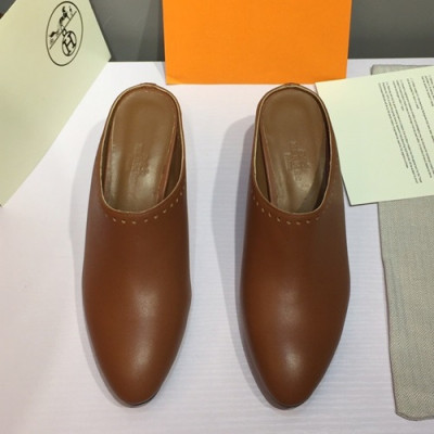 Hermes 2019 Ladies Leather Middle Heel Bloafer- 에르메스 2019 여성용 레더 미들힐 블로퍼 HERS0116,Size(225 - 250).브라운