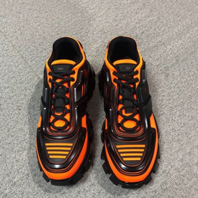 [매장판]Prada 2019 Mm / Wm Leather Running Shoes  - 프라다 2019 남여공용 레더 투톤 런닝 슈즈 PRAS0069.Size(225 - 265).블랙+오렌지