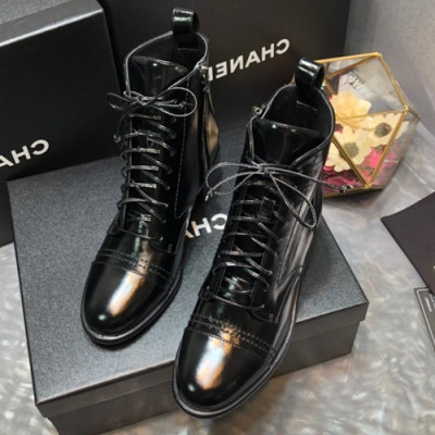 Chanel 2019 Ladies Leather Ankle Boots - 샤넬 2019 여성용 레더 앵글 부츠 CHAS0217,Size(225-250),블랙