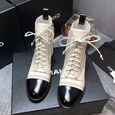 Chanel 2019 Ladies Leather Ankle Boots - 샤넬 2019 여성용 레더 앵글 부츠 CHAS0218,Size(225-250),화이트