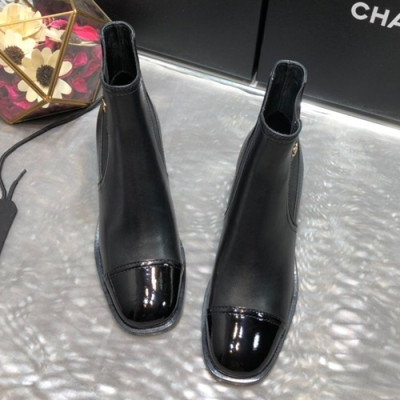 Chanel 2019 Ladies Leather Ankle Boots - 샤넬 2019 여성용 레더 앵글 부츠 CHAS0219,Size(225-250),블랙