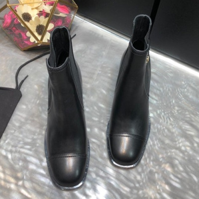 Chanel 2019 Ladies Leather Ankle Boots - 샤넬 2019 여성용 레더 앵글 부츠 CHAS0220,Size(225-250),블랙