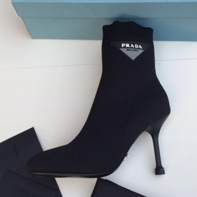 Prada 2019 Ladies Knit High Heel Ankle Boots - 프라다 2019 여성용 니트 하이힐 앵글 부츠 PRAS0075,Size(225-255),블랙