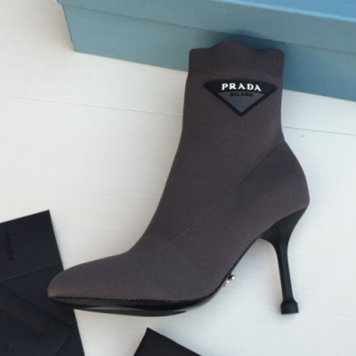 Prada 2019 Ladies Knit High Heel Ankle Boots - 프라다 2019 여성용 니트 하이힐 앵글 부츠 PRAS0076,Size(225-255),그레이