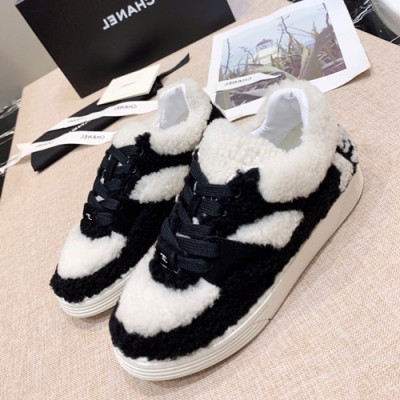 [러블리]Chanel 2019 Ladies Lambs Wool Sneakers - 샤넬 2019 여성용 램스울 스니커즈 CHAS0269.Size(225 - 250).블랙+화이트