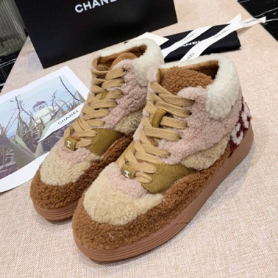 Chanel 2019 Ladies Lambs Wool Sneakers - 샤넬 2019 여성용 램스울 스니커즈 CHAS0272.Size(225 - 250).브라운+베이지